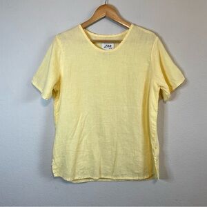 Light Yellow Linen Short Sleeve Women's Top